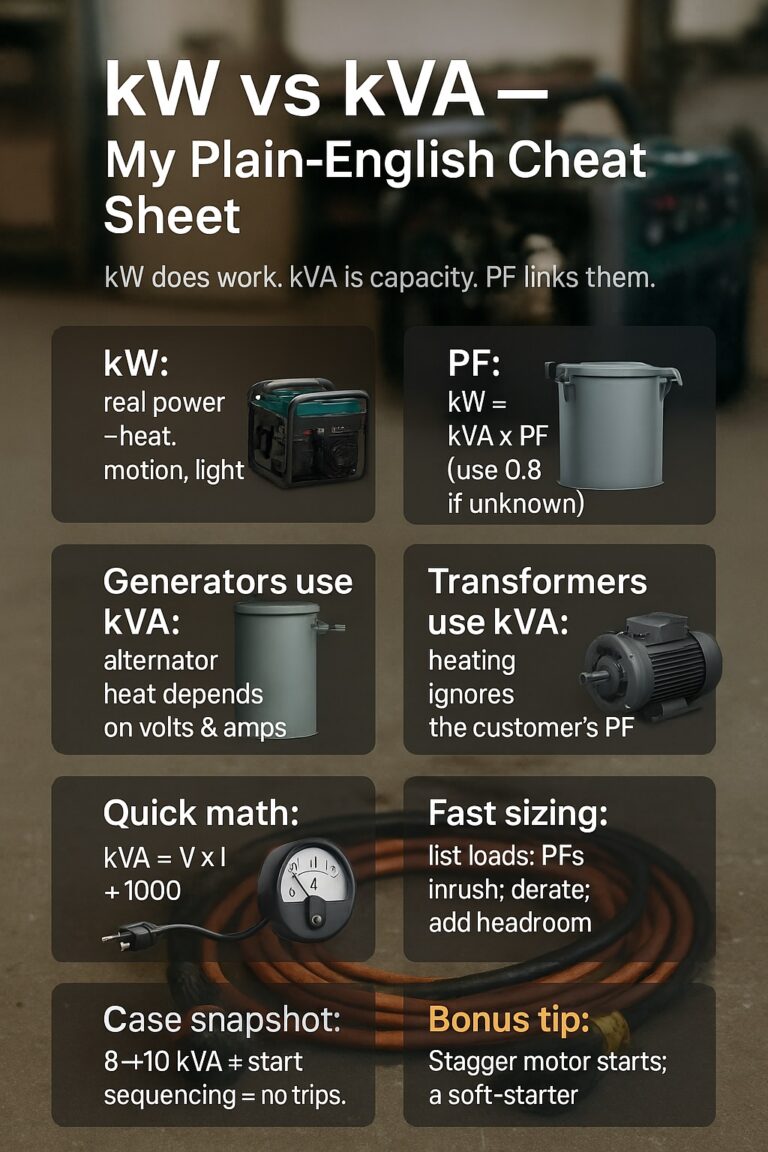 My Plain-English Guide: kW vs kVA & Why Ratings Use kVA - 7 Hire – Tool ...